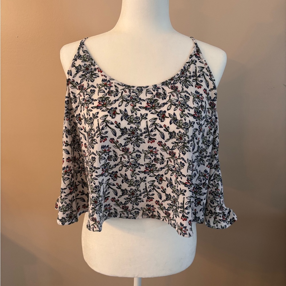 Timing Black and White Floral Crop Top
